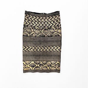 Hervé Léger | Max Azria | Bandage Skirt | Gold and Black Foil | Size XS-S